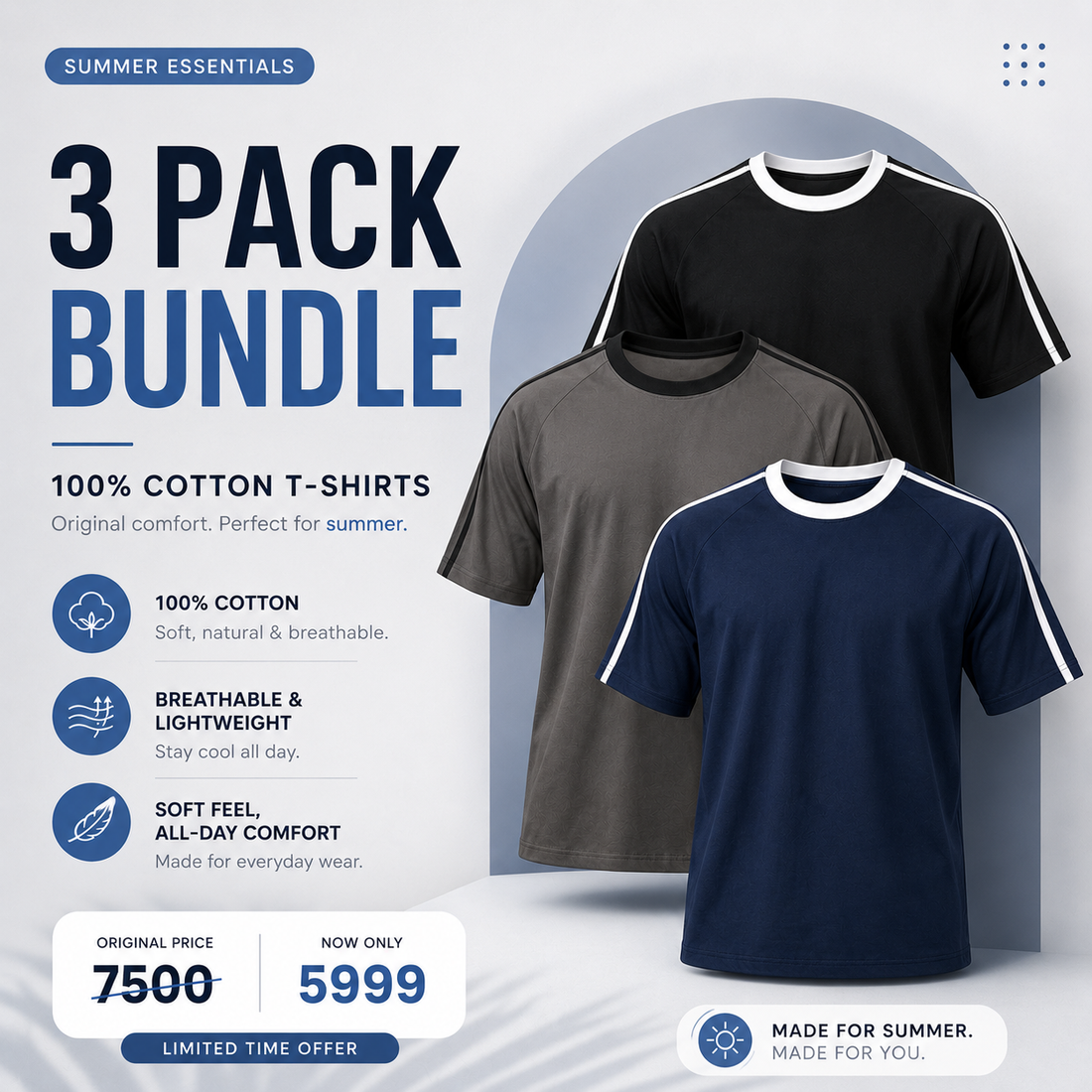 Pack of 3 Bundle Cotton Shirts