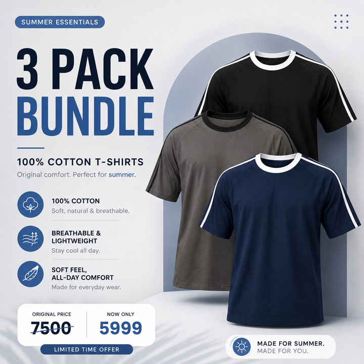 Pack of 3 Bundle Cotton Shirts